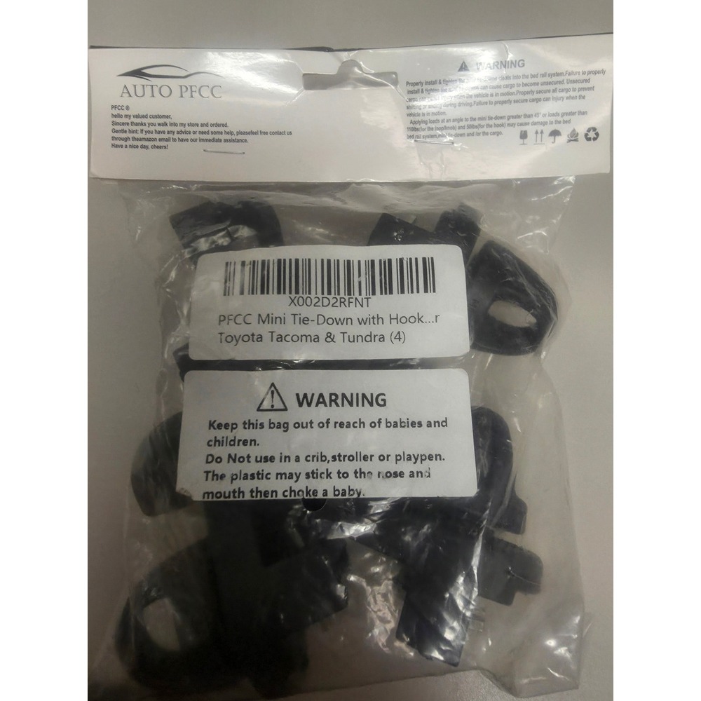 AUTO PFCC Mini Tie-Down Cleats with Hook for Toyota Tacoma Tundra 4 Pack Black